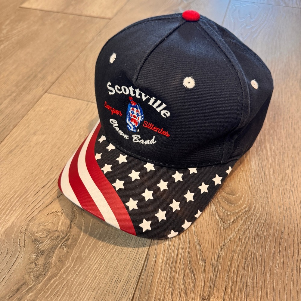 Scottville Semper Stientes Clown Band‎ Hat Stars Stripes Patriotic Cap